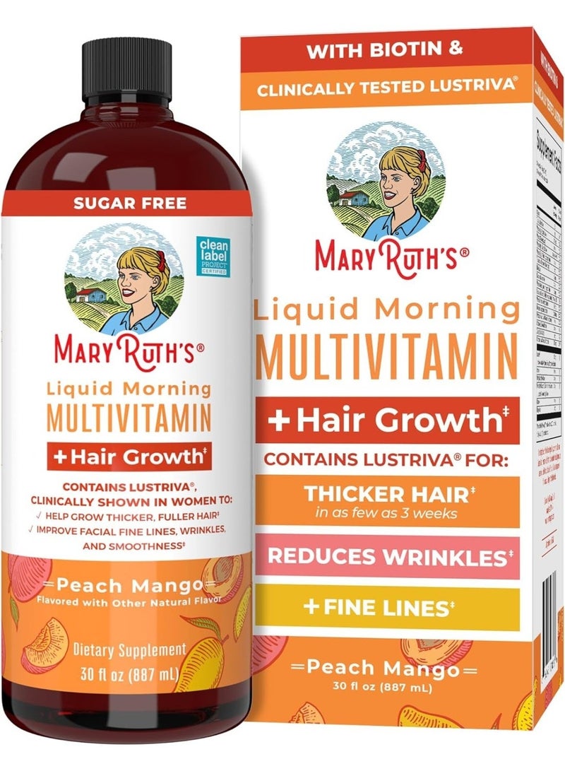 MaryRuth's MaryRuth Organics Liquid Multivitamin Lustriva® نمو الشعر للنساء | بيوتين 10000mcg | فيتامين د، ب | اختبار سريري للشعر السميك، التجاعيد، الخطوط الدقيقة، العناية بالبشرة | أعمار 18 | 15.22 فلور أوز، لا مربع - Image 1